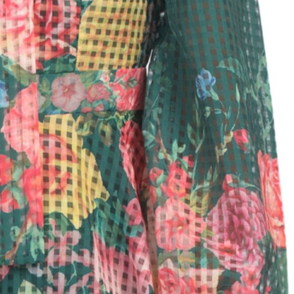 DALIA MACPHEE Balloon Sleeve Tie Neck Floral Maxi Dress - Picture 3 of 3